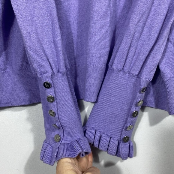 Ralph Lauren Black Label Purple Puff Sleeve Sweater with Ruffle Cuff Large - Picture 7 of 12